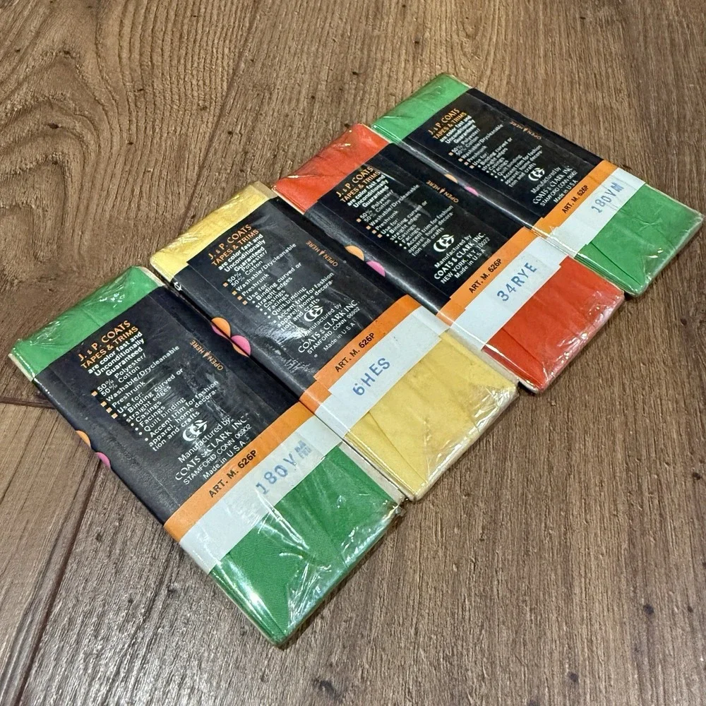 J.&P.‎ Coats Bias Tape Quilt Binding Vintage Vtg Green Yellow Orange Tango
